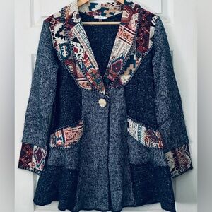 Sioni Colorful Geometric Knit Cardigan